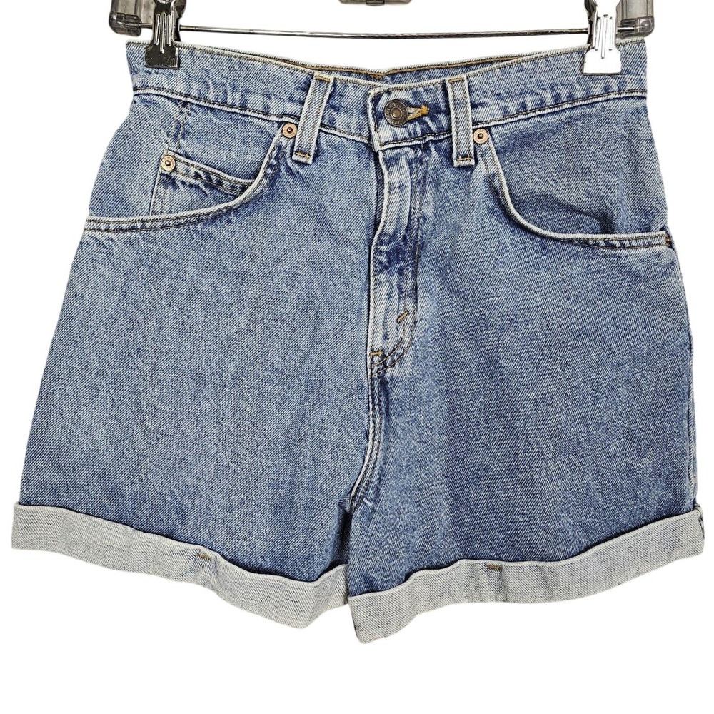 Vintage‎ Levis 954 High Waisted Orange Tab Denim Shorts Medium Wash USA Made 7